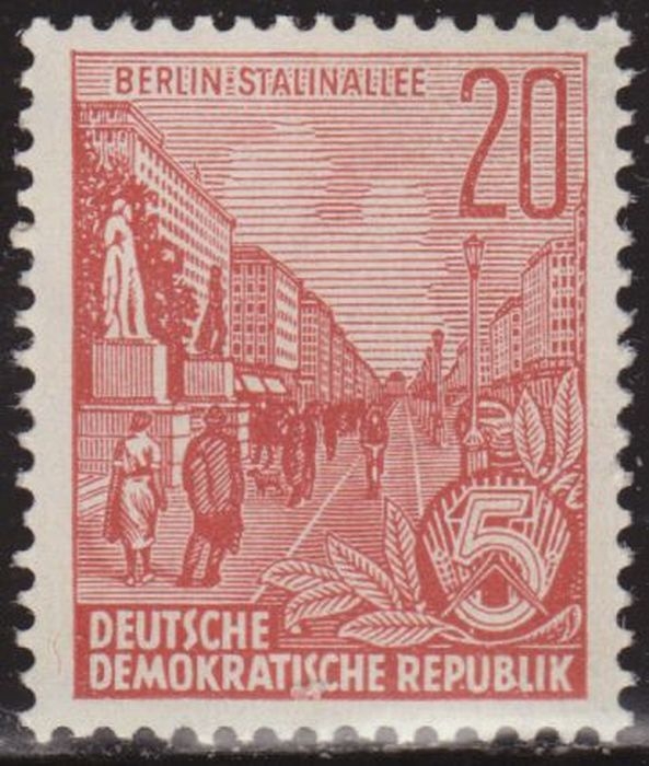 Alemania DDR 1953 Scott 163 Sello ** Berlin Stalin Boulevard 20pf Timbre Allemagne Germania Germany Alemagne Deutschland
